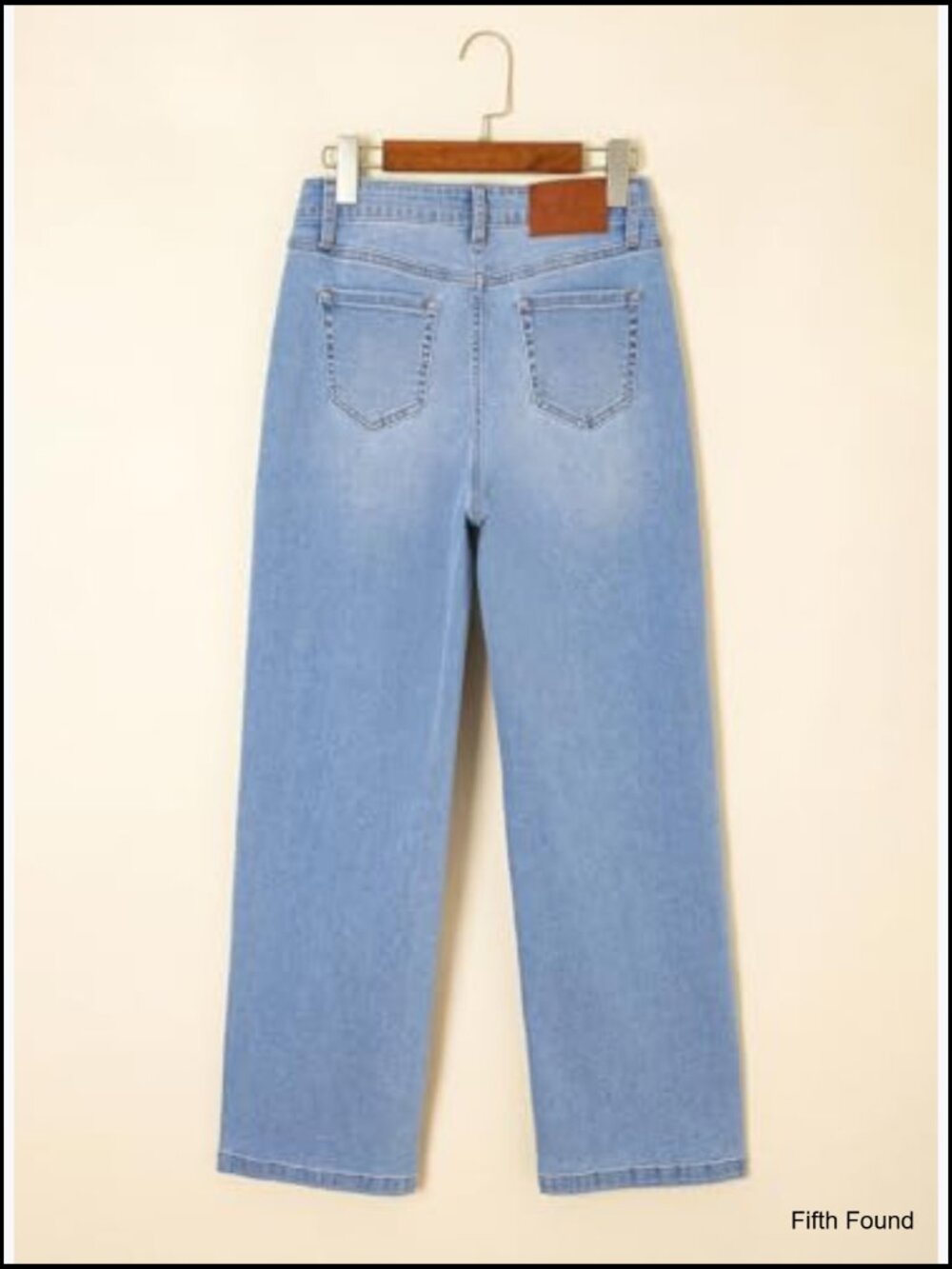 High Waisted Wide Leg Jeans Stretchy Straight Leg Patchwork Denim Pants - Picture 6 of 7